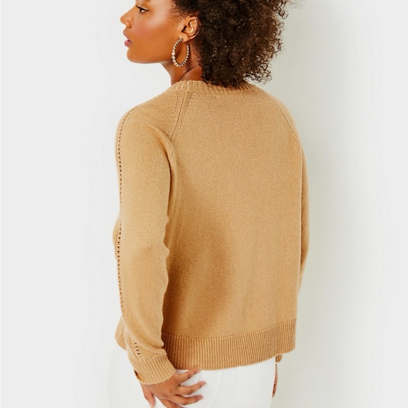 Lilly Pulitzer Camel Crew Neck Cotton blend feminine Sweater Size Small - Picture 3 of 9